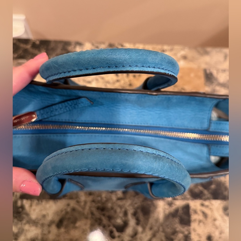 Henri Bendel Nubuck Teal Satchel - Luxe Edition 💎RARE💎 - Picture 9 of 13